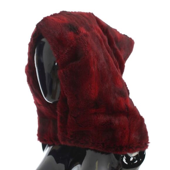 Dolce & Gabbana Bordeaux Hamster Fur Crochet Hood Scarf Women's Hat